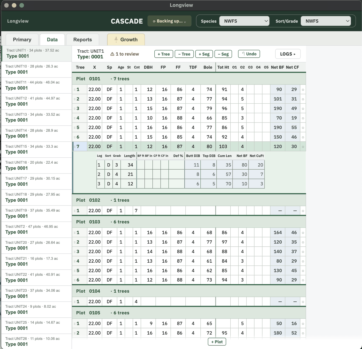 Longview Desktop data view